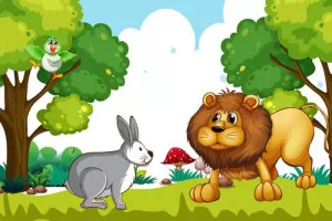 चालाक खरगोश और शेर